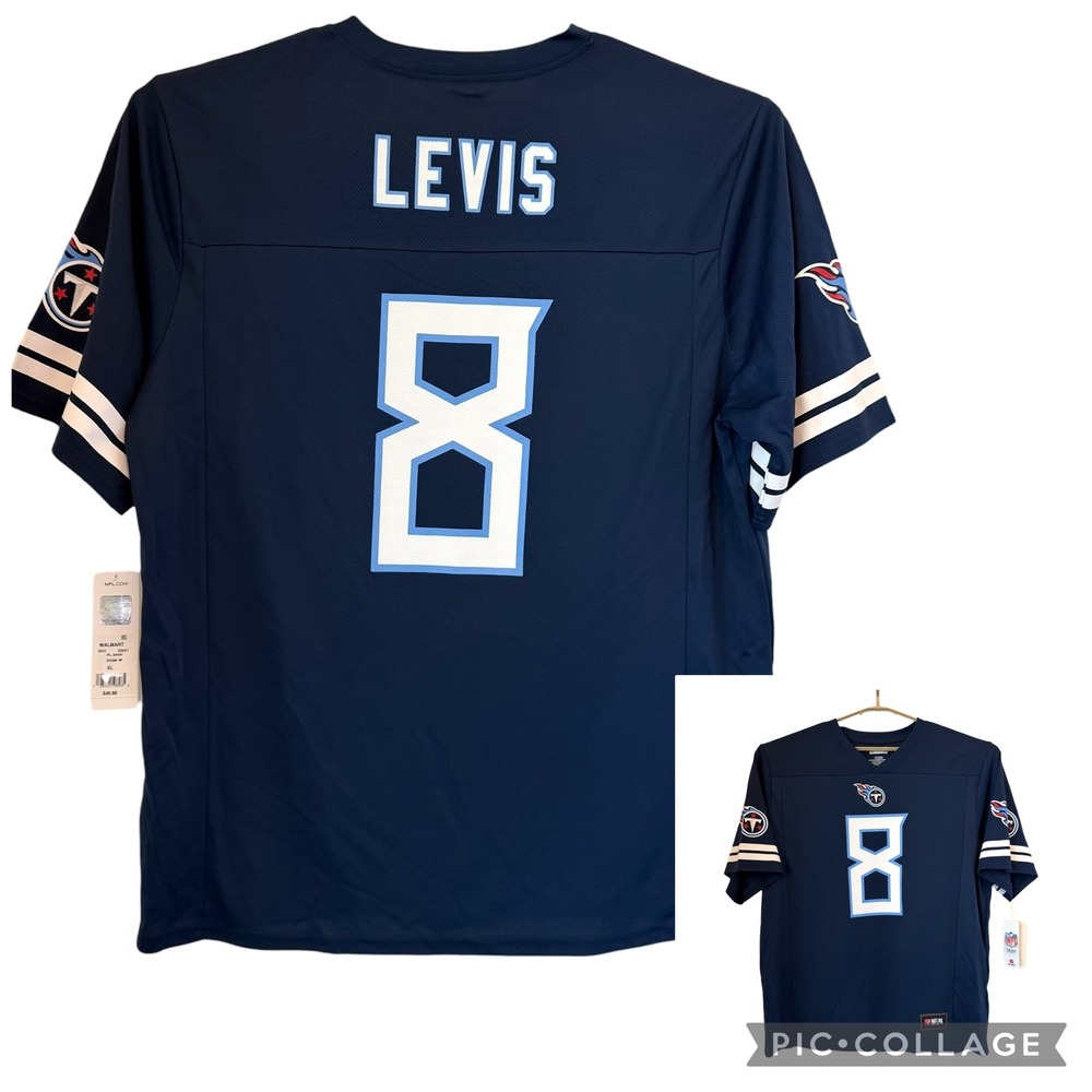 NFL Tennessee Titans Will Levis 8 Jersey Shirt Men XL Navy Blue Team Apparel NEW